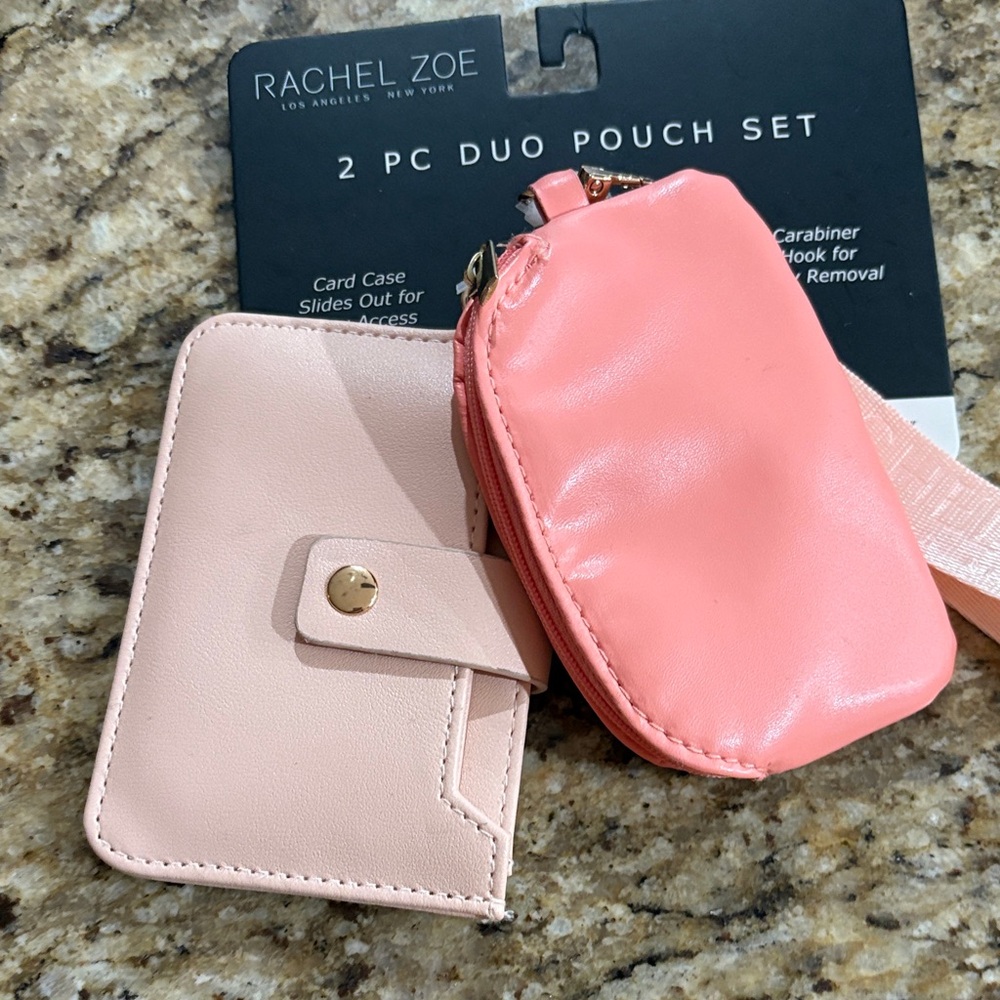 Rachel Zoe Blush and Coral Pouch Set
